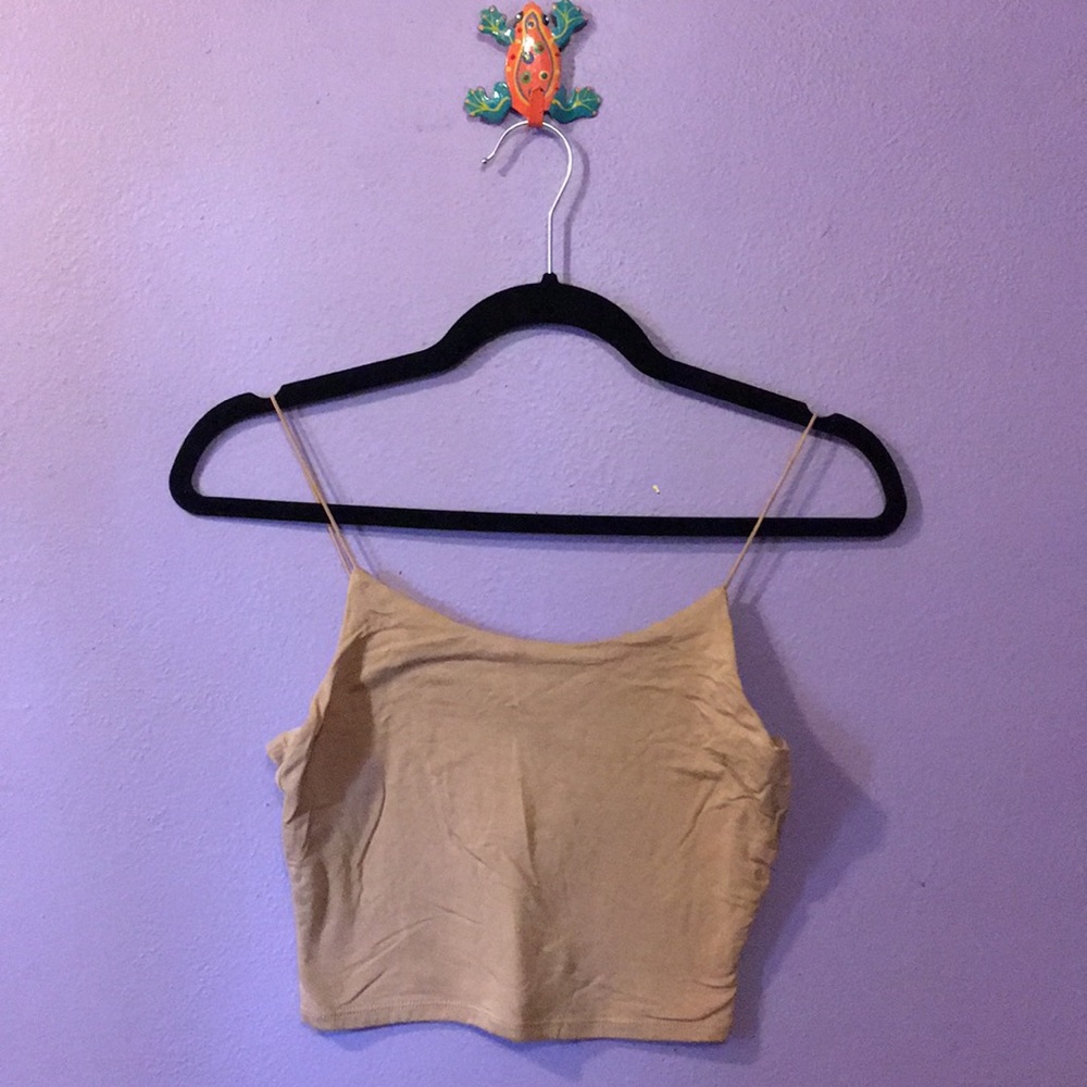 3/$15 Garage Tan Bungee Crop Top Size XS